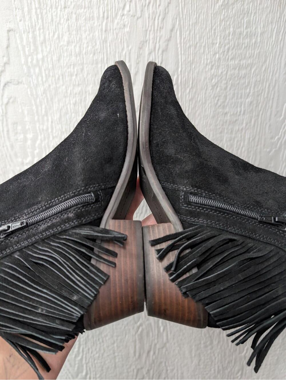 Lucky Brand Freedah Suede Fringe Ankle Boots Western Cowgirl Festival Size 8 - Picture 5 of 6